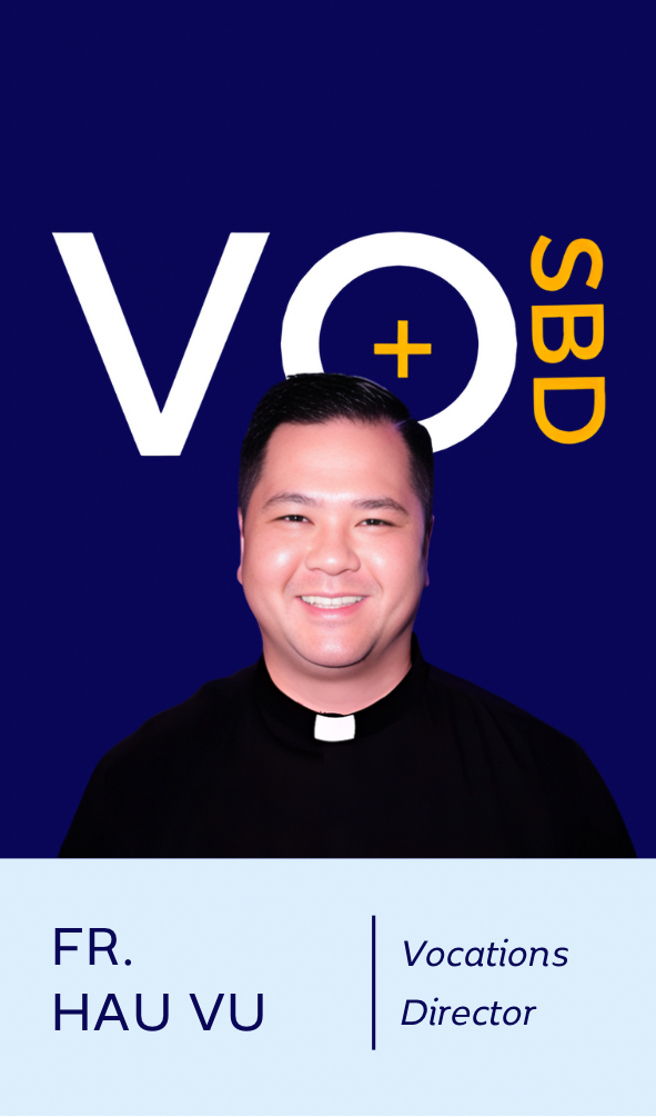 Fr. Hau Vu, founder of MadebyPriest, wearing his black clerical shirt and white collar
