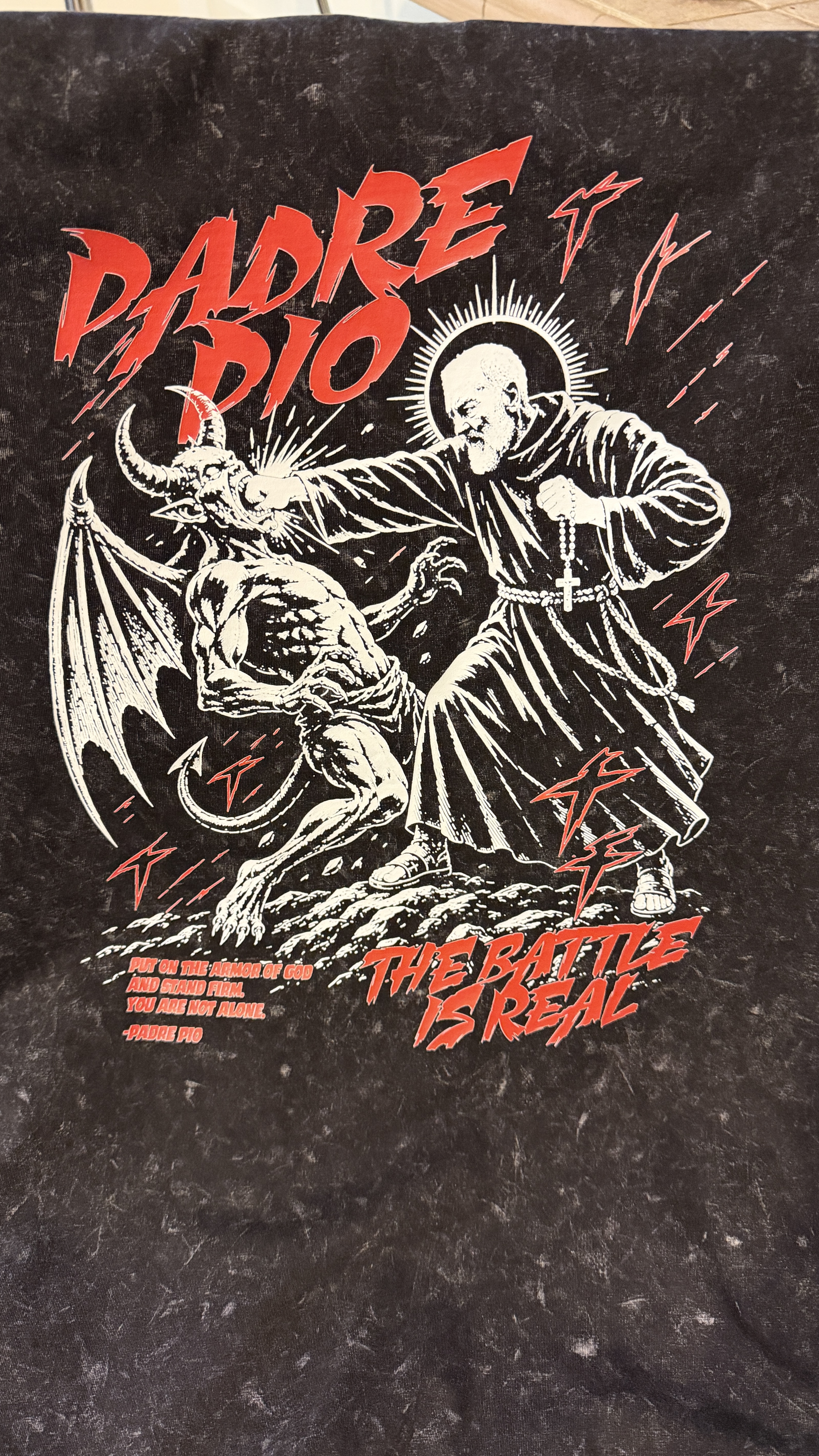 Padre Pio shirt — additional detail